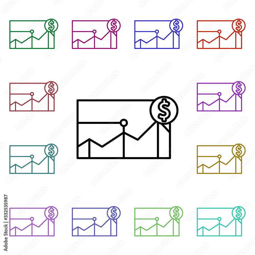 Poster business graph multi color icon. simple thin line, outline vector of web icons for ui and ux, websit