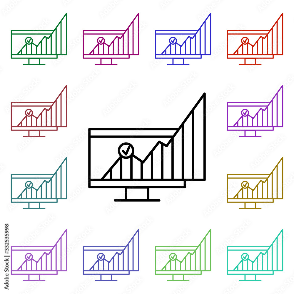 Poster business graph multi color icon. simple thin line, outline vector of web icons for ui and ux, websit