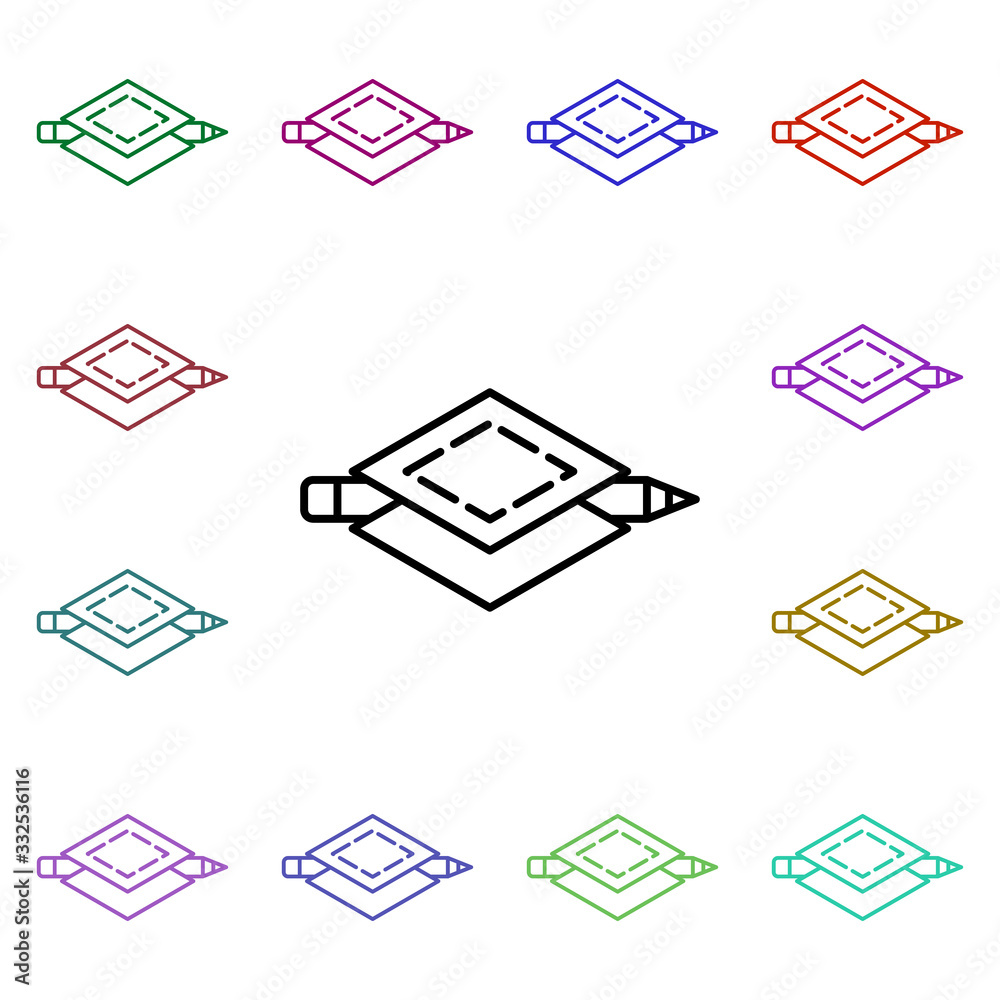 Poster design tool multi color icon. simple thin line, outline vector of web icons for ui and ux, website o