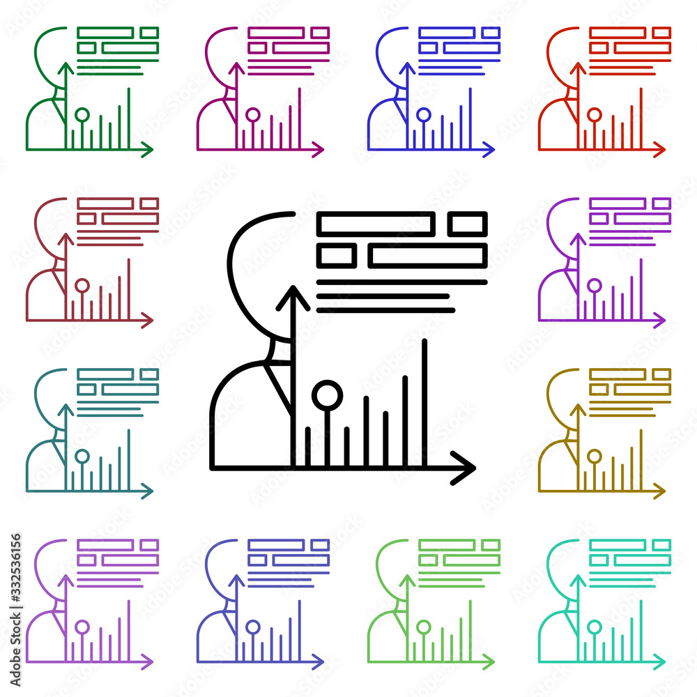 Poster employee data multi color icon. simple thin line, outline vector of web icons for ui and ux, website