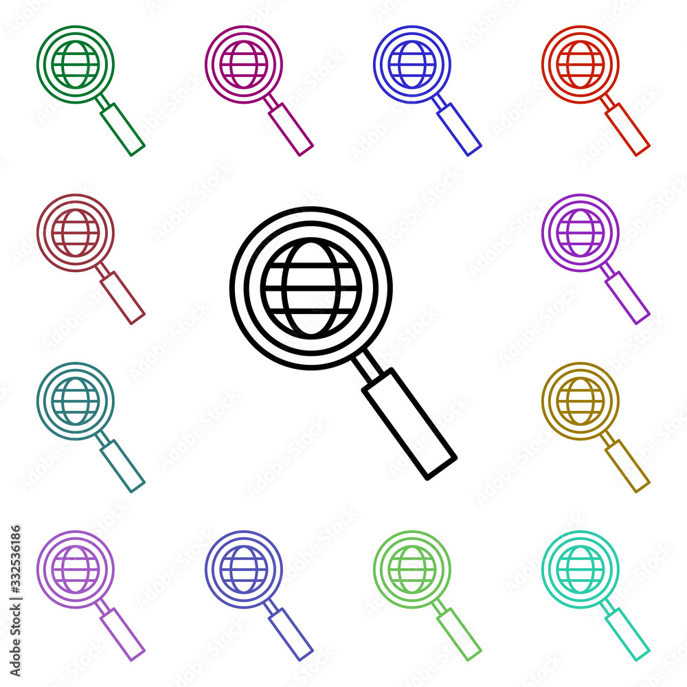 Poster global management multi color icon. simple thin line, outline vector of web icons for ui and ux, web