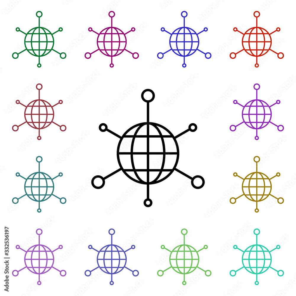 Poster global management multi color icon. simple thin line, outline vector of web icons for ui and ux, web