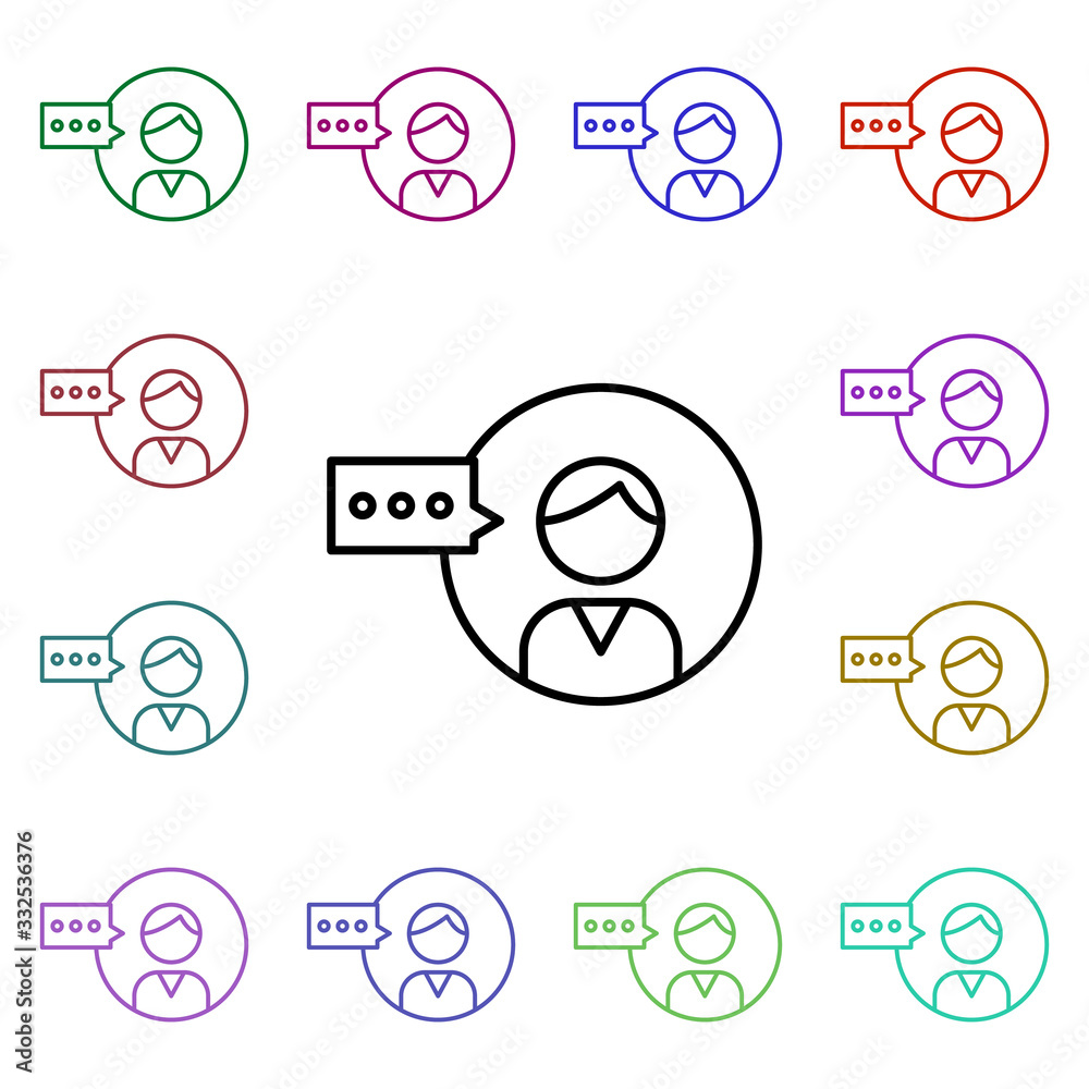Poster personal connection multi color icon. simple thin line, outline vector of web icons for ui and ux, w