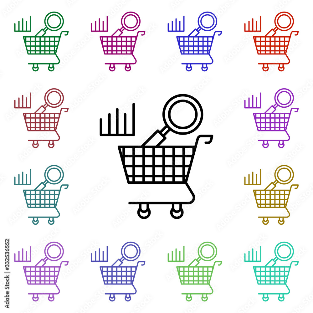 Poster shopping multi color icon. simple thin line, outline vector of web icons for ui and ux, website or m