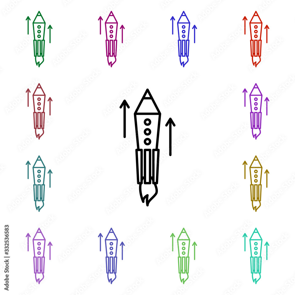 Poster startup multi color icon. simple thin line, outline vector of web icons for ui and ux, website or mo