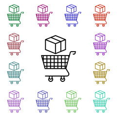 Shopping multi color icon. Simple thin line, outline vector of web icons for ui and ux, website or mobile application