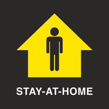 Stay-At-Home sign. Coronavirus, COVID-19 self quarantine vector banner.