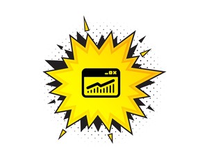 Website Traffic icon. Quote speech bubble. Report chart or Sales growth sign. Analysis and Statistics data symbol. Quotation marks. Classic website Statistics icon. Vector