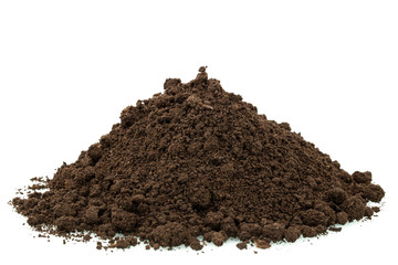 Heap of soil isolated on white background