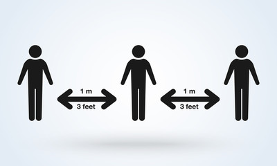 Keep distance sign. Coronavirus epidemic protective equipment. Keep the 1 meter distance. Vector illustration