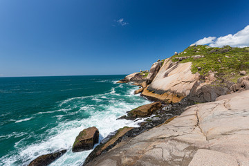 A view of Praia Mole (Mole beach) and Gravata  - popular beachs in Florianopolis, Brazil