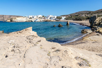 Fototapeta premium Houses, Rocks and sand in Pachena beach