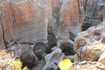 Rock formation in Bourke's Luck Potholes in Blyde canyon reserve in Panorama route in Mpumalanga South Africa