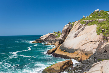 A view of Praia Mole (Mole beach) and Gravata  - popular beachs in Florianopolis, Brazil