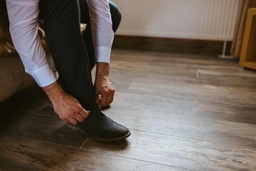Business man getting ready for work