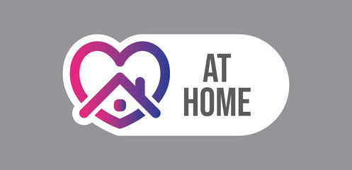 Stay at home symbol. Heart and house pictogram for #stayhome social media campaign. Self isolation emblem for quarantine times.