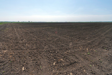 Plowed agriculture field in Hungary