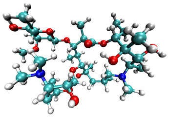 3D structure of antibiotic Azithromycin, active against the COVID-19 coronavirus and bacteria