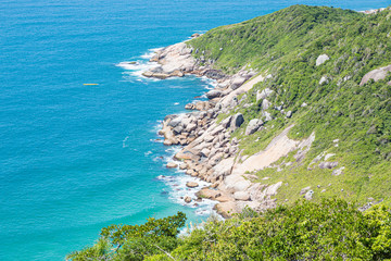 A view of Praia Mole (Mole beach) and Galheta  - popular beachs in Florianopolis, Brazil