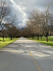Golf Course with long driveway and some mountains
