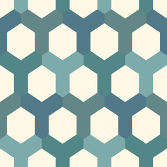 Contemporary honeycomb geometric pattern. Repeated hexagon ornament. Modern mosaic tiles background. Seamless surface abstract design. Geo wallpaper. Digital paper, textile print. Vector illustration