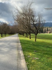 Golf Course with long driveway and some mountains