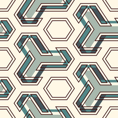 Contemporary geometric pattern. Geo ornament. Repeated figures. Modern background. Seamless surface abstract design. Ethnic wallpaper. Digital paper, textile print. Vector art