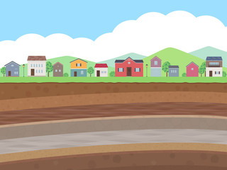 草と土の地面のブロック 横スクロールゲーム イラスト素材 Wall Mural ふわぷか