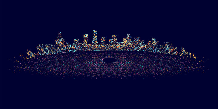 City galaxy. Space science fiction, abstract illustration