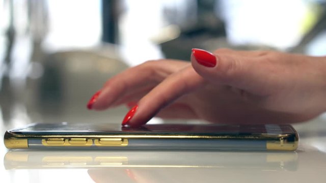 Woman Using Smartphone. Shopping online. hands with typing on smartphone.