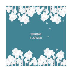 vector card with stylized cherry blossom and text.