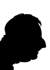 man profile picture, silhouette. Old man, black illustration
