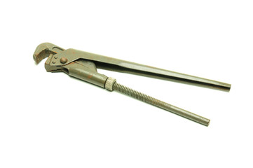 Adjustable wrench on a white background