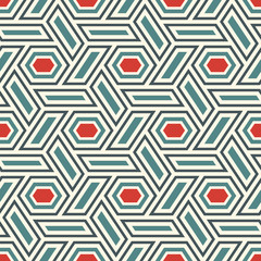 Contemporary honeycomb geometric pattern. Repeated hexagon ornament. Modern mosaic tiles background. Seamless surface abstract design. Geo wallpaper. Digital paper, textile print. Vector illustration