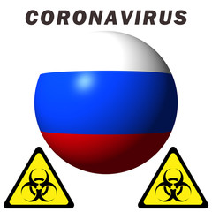 Coronavirus sign on Russia flag