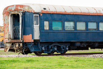 Fototapeta na wymiar Blue Train Car