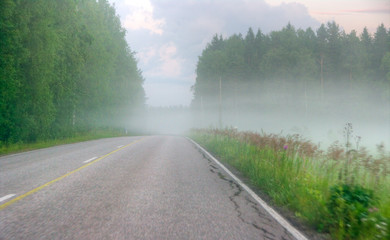 road in the fog