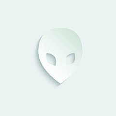 Paper alien icon. black vector alien  sign 