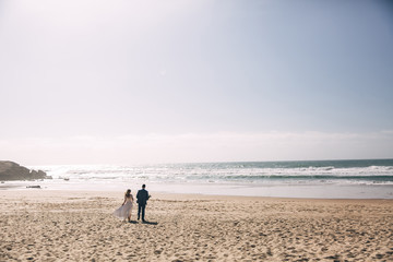 Naklejka premium newlyweds on the ocean beach