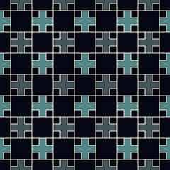 Contemporary geometric pattern. Repeated crosses motif. Geo ornament. Modern abstract background. Seamless surface design. Simple minimalist wallpaper. Grid digital paper, textile print. Vector art