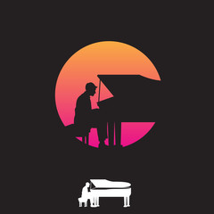 Pianist flat illustration