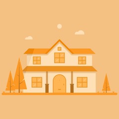 two storey house - vector illustration