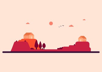 hill house - vector illustration
