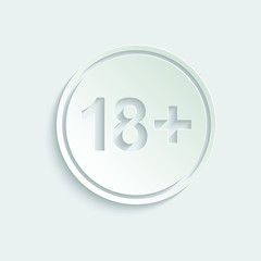 Paper 18 plus icon. black vector 18 plus sign 