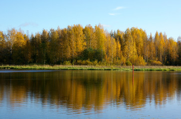 autumn landscape with lake and trees