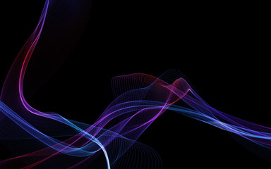 Dark abstract background with a glowing abstract waves