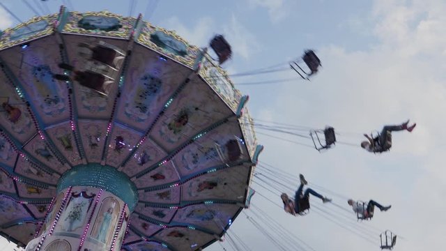 Tilt shot, of a giant Carusell in Germany 4k