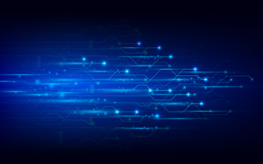 Vector abstract technology circuit board on dark blue background