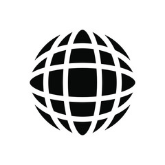 Planet icon globe , template logo simple isolated emblem illustration , outline solid background white