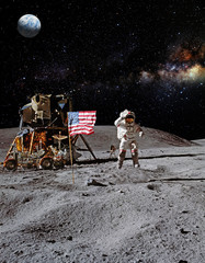Astronaut on lunar (moon) landing mission. Elements of this image furnished by NASA.